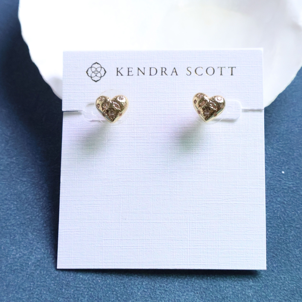 Kendra Scott Holland Gold White CZ Heart Stud Earrings 🎉